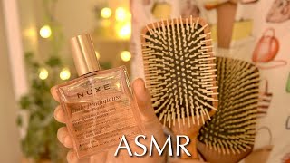 ASMR Soothing Hair Brushing with Nuxe Huile Prodigieuse 🌸  No Talking [upl. by Niret]