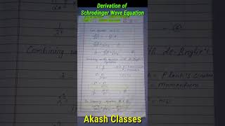 Derivation of Schrodinger wave Equation Bsc 4 Semester Chemistry unit 1 Schrodinger Akash Classes [upl. by Salguod182]