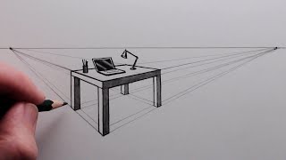 How to Draw a Table using TwoPoint Perspective Narrated [upl. by Faus]