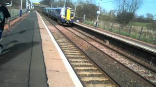 Scotrail class 380 at Lochwinnoch with horn [upl. by Ronyam]