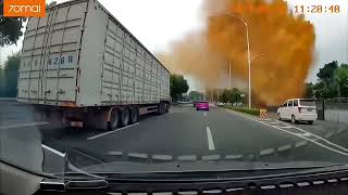 Sewage Pipe Explosion Caught On Dash Cam [upl. by Linis185]