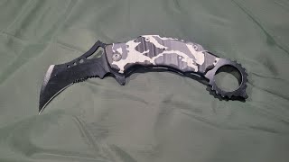 snow camo spring assisted karambit review [upl. by Illah]