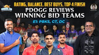 PDogg reviews WinningBid teams  PBKS GT amp DC Rated on 100  Best Buys amp Top 4 Chances  R Ashwin [upl. by Amahs]