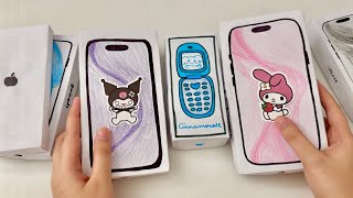 💸paper diy💸 SANRIO PAPER PHONES Collection unboxing  asmr compilation [upl. by Megan]