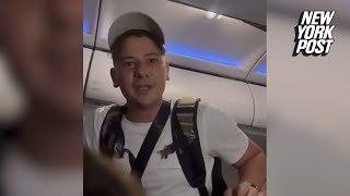 Video shows start of fight on plane that saw obnoxious passenger booted after getting ‘asswhooping’ [upl. by Inajar914]