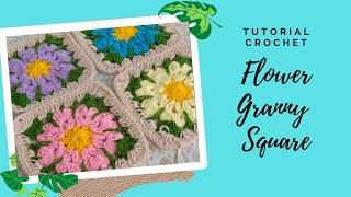 How To Crochet Easy Flower Granny Square 76 [upl. by Lydell]