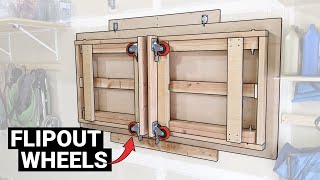 Building my 150 foldable wall mounted workbench table on wheels  Downloadable DIY plans [upl. by Gerfen884]