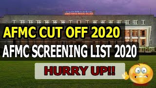 AFMC  CUT OFF 2020  SCREENING LIST  PUNE  ADMISSION PROCESS  AFMC MEDICAL COLLEGE [upl. by Hock]