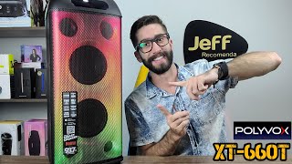 Caixa de som POLYVOX SMART SPEAKER XT660T Show de Luzes e Graves Fortes Unboxing [upl. by Euqinot]