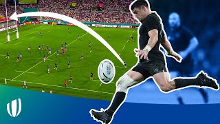 The LONGEST drop goals in Rugby World Cup History  Dan Carter Stuart Hogg amp Zinzan Brooke [upl. by Darby806]