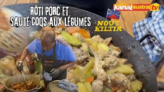 CUISINE  Roti porc et Sauté coqs aux légumes by Patrick APPAVOU sur KANAL AUSTRALTV [upl. by Ardaid]