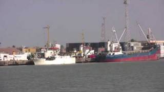 Banjul Port and Barra Ferry Terminal The Gambia  4th March 2010 [upl. by Ahsemrac138]