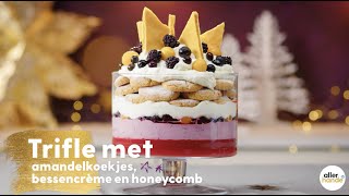 Trifle met amandel bessen en honeycomb – kerstrecepten  Allerhande [upl. by Wilmer]