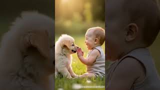 Cute baby boy with puppy ❤️cute boy puppy shortsfeed shorts viralvideo trending ytshorts [upl. by Latrice986]