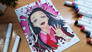 Coloring Process Nezuko Kamado 🩷  Demon Slayer [upl. by Knight]