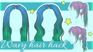 Easy wavy hair with one simple Photoshop trick  Digital painting Tutorial [upl. by Ahsikan]