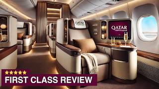 Qatar Airways First Class Flight A380 Full Tour Review [upl. by Lahtnero198]