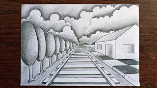 How to draw One point perspective drawing  1 point perspective VipulSwamiArts [upl. by Anij]