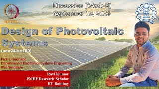 Design of Photovoltaic Systems  NPTEL  noc24ee109  Week8 [upl. by Asirap]