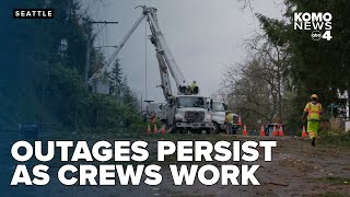 Outages persist as crews work to restore service after devastating western Washington storm [upl. by Sulihpoeht]