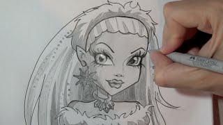 How to draw Abbey Bominable from Monster High step by step [upl. by Cawley694]