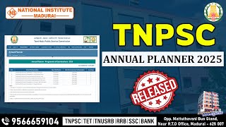 TNPSC 2025  ANNUAL PLANNER RELEASED National Institute Madurai [upl. by Nidnarb]