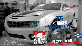 Wymiana tarcz hamulcowych na ROTINGER T5 CAMARO5thGEN Drilled Slotted Vent ROTINGER Brake Rotors [upl. by Tobie]