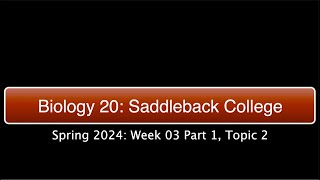 Saddleback Spring 2024 Biol 20  Week 3 Part 1 Topic 2 [upl. by Sucrad]