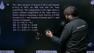 The vapor pressure of hexane C6H14 and heptane C7H16 at 50 C are 408 Torr and 141 Torr [upl. by Signe]