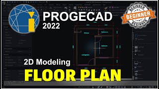 ProgeCAD 2022 2D Drafting Floor Plan Tutorial For Beginner [upl. by Fransen]