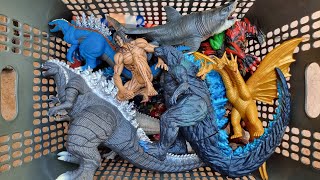 Kaiju Monsterverse Godzilla king ghidorah megalodon titan attack Trex indominus rex minecraft [upl. by Kikelia]