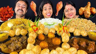 Eating Challenge😋Chowmin🍝Manchurian Biryani Mutton curry Egg Big Bites😋Midnight Street Food [upl. by Clarie]