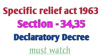 Section 3435 SRA specific relief act 1963 Declaratory decrees [upl. by Ecam]