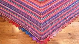 How To Knit Triangle Shawl  Row 1 and Row 2 oF The Shawl Body [upl. by Mitran187]