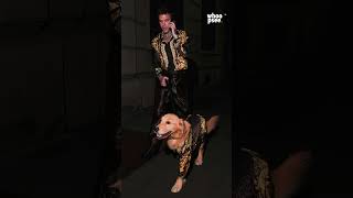 Fedez e il cane Silvio in pendant prima della sfilata di Versace [upl. by Selimah]