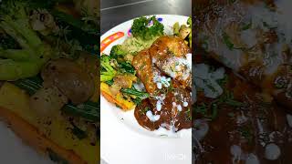 Grilled chicken with Demi glace souce 22810 cooking food cookingfood recipe foodpreparation [upl. by Utir]