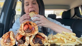 PITA KEBAB amp FRIES  CAR MUKBANG  ASMR [upl. by Zimmermann9]