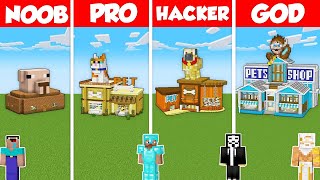 PET SHOP ZOO BASE HOUSE BUILD CHALLENGE  Minecraft Battle NOOB vs PRO vs HACKER vs GOD  Animation [upl. by Airreis159]