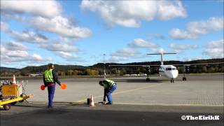 SAS Ground Service SGS Marshalling a Wideroe Dash8400 on Kjevik [upl. by Eeram]