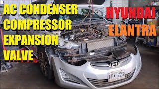 2016 Hyundai Elantra DIY Replace AC Condenser Expansion Valve Compressor Recharge AC System [upl. by Ellenaej]