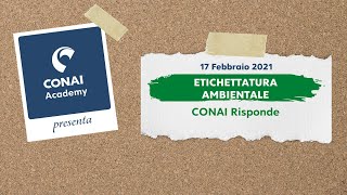 CONAI Academy  Etichettatura ambientale – CONAI risponde [upl. by Ecnerolf812]