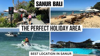 Bali Sanur Beach Walk Tour Today 2024 Resorts amp Restaurants [upl. by Yraunaj]