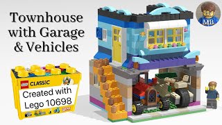 Building a Townhouse  Garage amp Vehicles using Lego classic 10698  DIY instruction  10698 ideas [upl. by Eveiveneg]