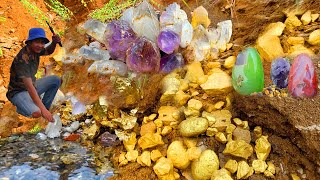 How to find gold crystals and precious stones and treasures in any river [upl. by Shepperd]