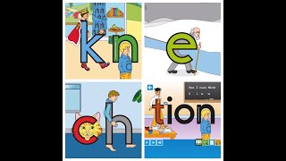 Letterland Alphabet Phonics Sounds amp Games  Digraphs and Trigraphs kn e ch tion [upl. by Sivam241]