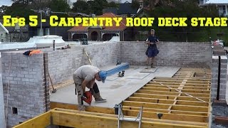 Episode 5  Carpentry roof deck stage  Small Space Big Build Project [upl. by Vassell376]