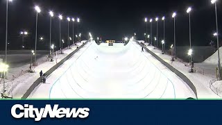 Worldclass halfpipe ski competition in Calgary [upl. by Orazio]