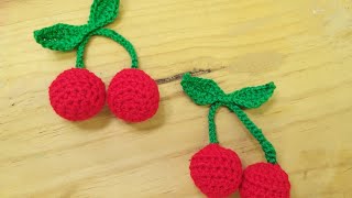 Cerezas tejidas a crochet 🍒 [upl. by Enairb972]