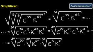 Radicación con Expresiones Algebraicas Ejercicio 5 [upl. by Hayidan]