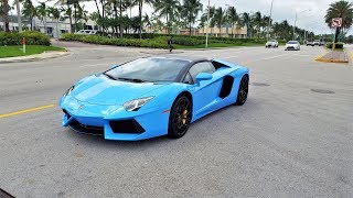 Lamborghini Aventador LP7004 Blue Roadster Start Up amp Drive Delivery to Lamborghini Miami [upl. by Maillw838]